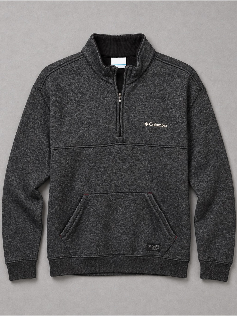 Columbia Mens Medium Charcoal Grey Heather Quarter Zip Pullover Sweater